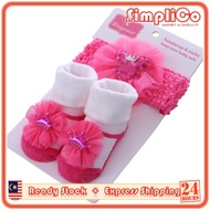 Princess Baby Sock Newborn Girl Sock Set Bow Headband Anti Slip Cotton Sock Stoking (Type 2)