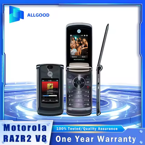 Original Motorola RAZR2 V8 Luxury Flip Phone 2.2" Dual Display 2GB ROM 2MP Camera Quad-Band GSM Retr