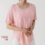 Wuxiyi Yoga Clothes Women Sports Running Loose Short-Sleeved Top Thin Feel Large Size Yoga Clothes 2