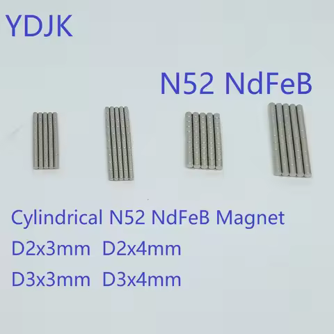 10 50PCS/LOT Cylindrical Standard N52 NdFeB Magnet 2*3 2*4 3*3 3*4 Strong Permanent Neodymium Magnet