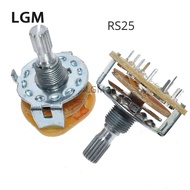 2Pcs RS25 Band Switch Mount Rotary Switch  2P4T 2P5T 2P6T 3P3T 3P4T  Selector Band 2 Pole 5 Position
