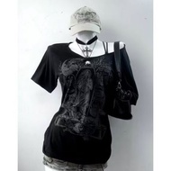 y2k y2k y2k Top Asian Culture Women's Clothing y2k Short-Sleeved Clothes Handsome Dopamine Millenniu