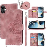 Wallet Case for OnePlus Nord N30 5G/CE 3 Lite with Wrist Strap Crossbody Shoulder Strap, Embossed Le