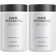 Codeage Hair Vitamins 10000 mcg Biotin, Keratin, Collagen, Vitamin A, B12, C, D3, E, Zinc, Turmeric,