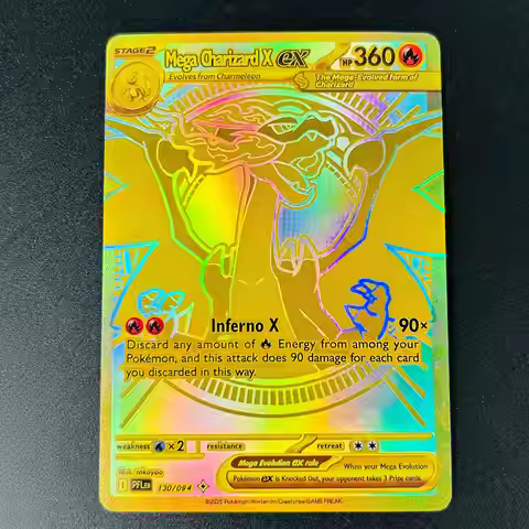 2025 English Mega Charizard X ex Gold Texture DIY Card - Mint Condition Rare Collectible Pokemon Tra