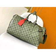 Louis Vuitton, LV Latest KeepallBandouliè re45#旅行袋全新绿色老花大号旅行袋长途旅行包男包M962