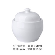 Ceramic Soup Pot White Porcelain Double-Boiler Soup Pot Restaurant Quality Hot Pot Slow Cooker for S