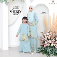 Kurung Sherin Kerawang Sulam Tebuk Benang Emas Sedondon Ibu & Anak Baju Raya 2024 [Reyqa]