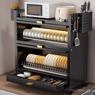 Kitchen Storage Box Drain Rack Tableware Bowl Rack with Door Anti-dust Storage Rack Multifunctional 