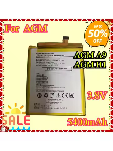 New High quality AGM A9 H1 Replacement Battery for AGM A9 Mobile Phone - 5400mAh Capacity