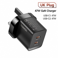 Toocki Dual-port Type-C PD 47W GaN Quick Charger For Laptop Tablets iPhone Huawei Poco  Switch And E