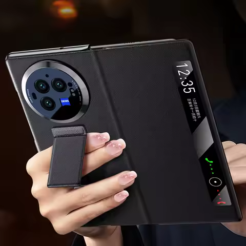LANGSIDI Smart Flip Case for Vivo X Fold 3 Pro X Fold3 Magnetic Wrist Strap Stand Kickstand Back Cov