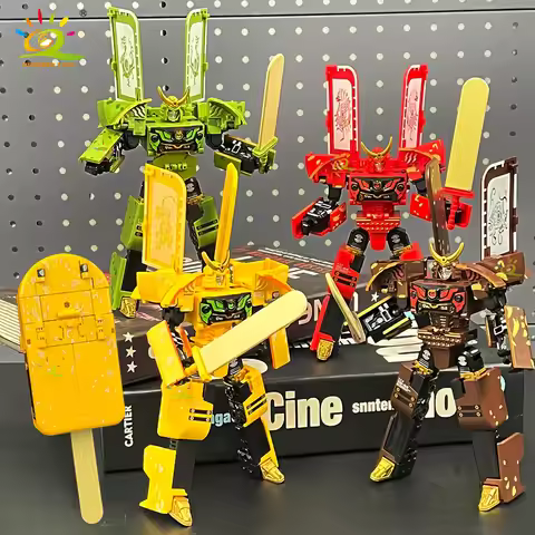 2-in-1 Ice cream deformation robot for image jar mecha creative warrior model deformation educationa