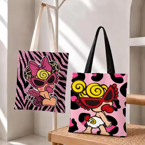 Brand M-Mini H-Hysteric Storage Bags Storage Bags Foldable Canvas Tote Bag, Reusable Fashion Shoppin