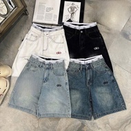 Simple jeans embroidered with soft jeans and elastic waistband alo P100