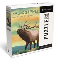 Lantern Press 1000 Piece Jigsaw Puzzle, Stanley, Idaho, Salmon River, Elk, Lithograph