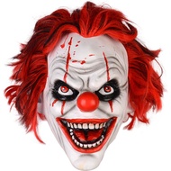 Topeng Badut Jahat Menakutkan Topeng Seram Halloween Topeng Lateks Penutup Kepala Penuh Hiasan Kostu