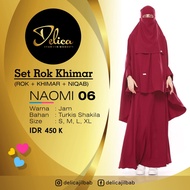 Delica Rok Syari Set French Khimar Naomi 06 | Gamis Set French Khimar Cadar Premium (Rok+Khimar+Niqa