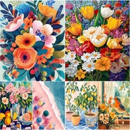 Drofe,Paint by Numbers With Frame Home Decor Flowers Canvas Painting by Number,Acrylic paint,wallart