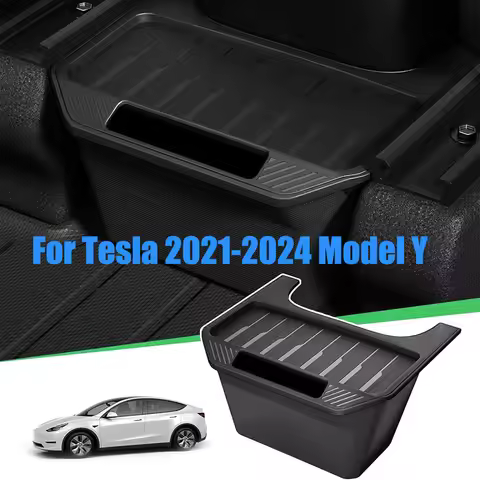 For 2024 Newest Tesla Model Y 2023 Trash Can Organizer Rear Center Console Organizer Rear Bin 2nd Ro