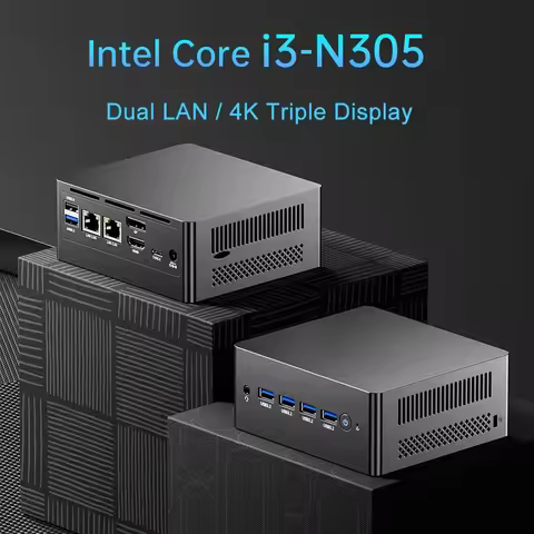 SZBOX M9N N305 Mini PC i3-N305 DDR4 3200GHz 2280 NVME SSD Windows 11 Pro Dual LAN 4K Triple Display 