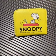 日本 PEANUTS SNOOPY 史路比 黃色皮革 銀包