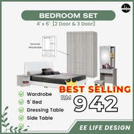 [EE LIFE DESIGN] SET BILIK TIDUR 4' X 6' / QUEEN  BEDROOM SET 4' X 6 ' / WARDROBE 2 DOOR & 3 DOOR