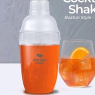 Cocktail Shaker Clear Plastic Durable Strong Thick Premium One Two Cup 500ML Cocktail Shaker Glass T