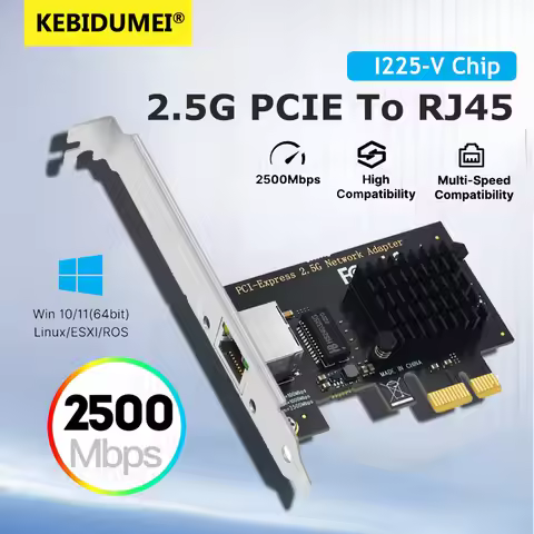 2.5G Gigabit PCI-E To RJ45 Network Card Ethernet PCIE 100/1000/2500Mbps 1 Port RJ45 LAN Card Control