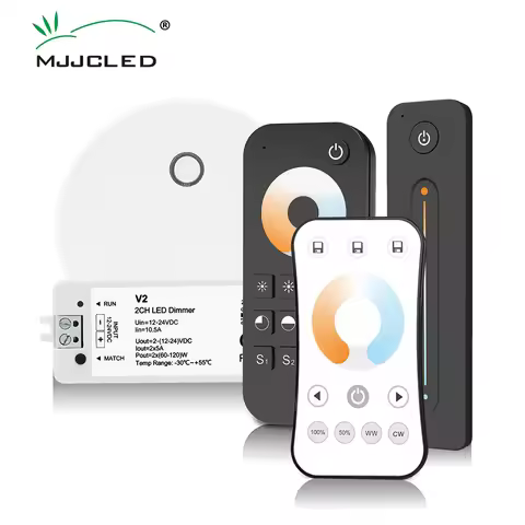 WW CW LED Dimmer Controller 12V 24V 2CH 10A RF 2.4G Wireless Remote Smart Wifi Dimmer Switch for Dua