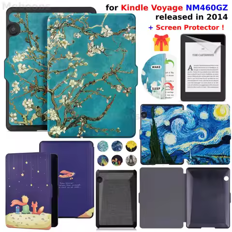 For Kindle Voyage Case 2014 NM460GZ PU Leather Cover Book Case Auto Wake/Sleep Protective Case Ebook