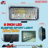 Lampu Spot LED 8 Inci 12V/24V Petak (Bumper) Cahaya Putih Untuk Lori Hino, Isuzu, Fuso, FL10