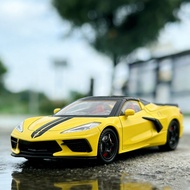 1:22 Chevy Corvette C8 Stingray Alloy Scale Car Model Diecast Metal Miniature Model Car Sound＆Light 