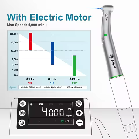 S10-1L-Set AI DENTAL Endodontic Handpiece​ Smile Series 10:1 Reduction Contra Angle for Root Canal T