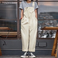 MOMONACO ZANZEA Korean Style Women's Overalls Fashion Loose Solid Playsuit Square Neck Straight Jumpsuit #10