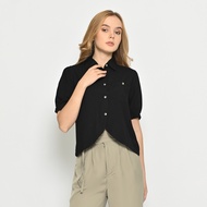 QUEENTIN Kemeja Casual Wanita 0342 Katun Rayon Polos Premium Lengan Balon Pendek