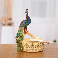 【Popular】 Exquisite Peacock Ashtray Eye-Catching Fine Workmanship Flexible Incense Resin Desk Ash Tray Mini Flower Pot For Home