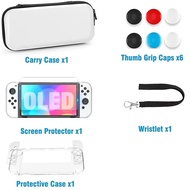 Carrying Case and 9-in-1 Accessories Kit for 2021 Nintendo Switch OLED Model