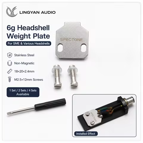 6g Stainless Steel Headshell Weight Plate with M2.5 Screws for SME Type Technics SL-1200 Ortofon SH-