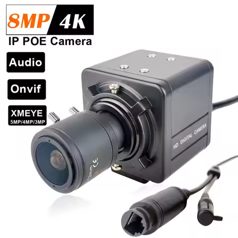 H.265 POE HD 4K 8MP 2.8-12mm Manual Zoom Indoor IP Camera 5MP/4MP/3MP Audio Surveillance Video Onvif