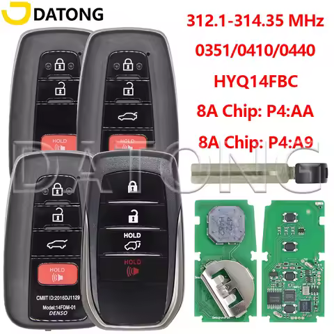 Datong Board:0351/0410/0440 HYQ14FBC 8A Chip 314-312MHz Car Remote Key For Camry Avalon Prius Hybrid