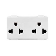 เต้ารับคู่มีกราวด์ 3 ขา 16 แอมป์ 250 โวลต์ HACO แบบแนวตั้ง TJ-W8416V2A สีขาว (1274223)