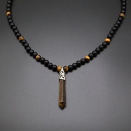 Agate pendant necklace hajar Jahanam and tiger eye 6 mmnatural