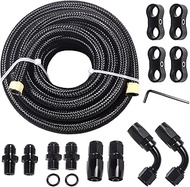 6AN 4L60E 4L65E Nylon Braided Fuel Line Hose Fitting Kit with 6AN 90 degree & Straight Hose Ends,CPE