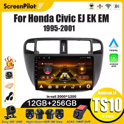 Android 14 for Honda Civic EJ EK EM 1995-2001Car Radio Multimedia Video Player GPS Navigation Intell