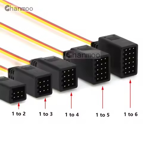 1 To 2 3 4 5 6 Y Wire 350mm 1 drag 3 Line Remote Control Cable Servo Fan Extender for JR Futaba RC C