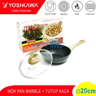 YOSHIKAWA 20CM WOK PAN/ NON-STICK INDUCTION MARBLE FRYING PAN