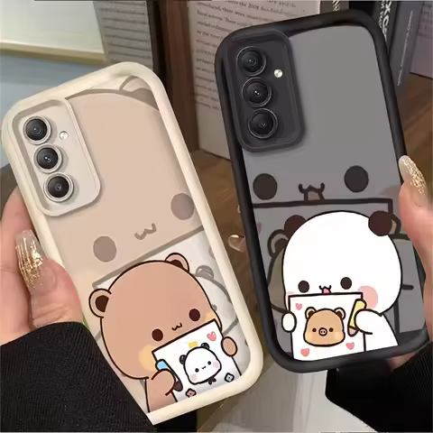 Cartoon Lovely Bear Couple Phone Case For Samsung Galaxy A14 A15 5G S21 S22 S23 S24 S25 FE Plus Ultr