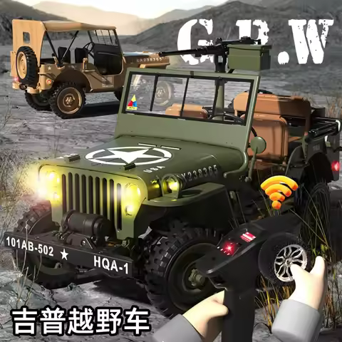 In Stock HG4-58 1/14 Scale RC Car Jeep Full Scale 2.4G Off Road 4WD With Led Lights Sound With Tract