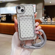 For iQOO Z10 Z9 Turbo Z10X Z9X Z8 Z8X Z7 Z7X Z6 Z6X Z5 Z5X Z3 Z1 Phone Case With Lanyard Black Polka